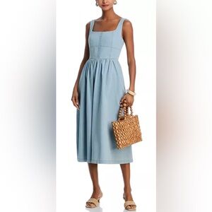 AQUA Denim Tank Midi Dress | size L